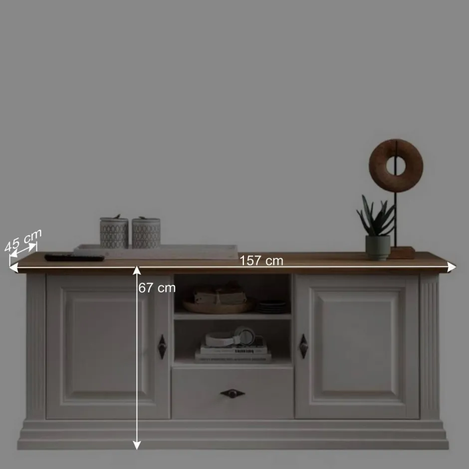 Wohnen TV Lowboard im Landhaus Style 157x67x45 cm - Henry
