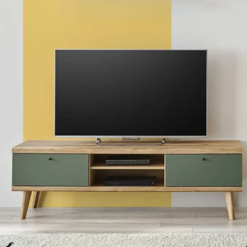 TV Lowboard in Graugrün und Wildeiche - Oliva^Wohnen Discount