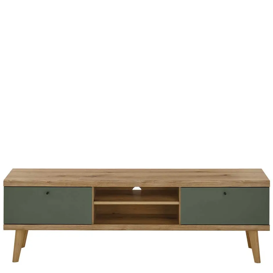 TV Lowboard in Graugrün und Wildeiche - Oliva^Wohnen Discount