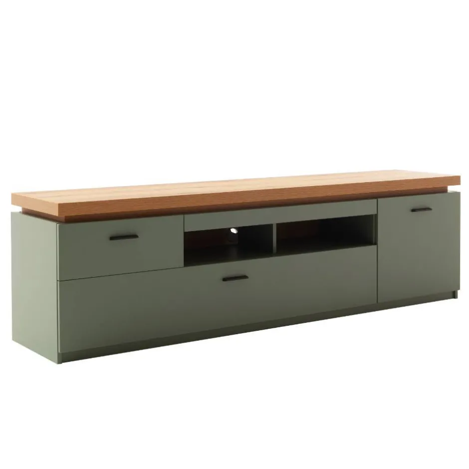 TV Lowboard in Graugrün und Eiche - Kwin^Wohnen Online