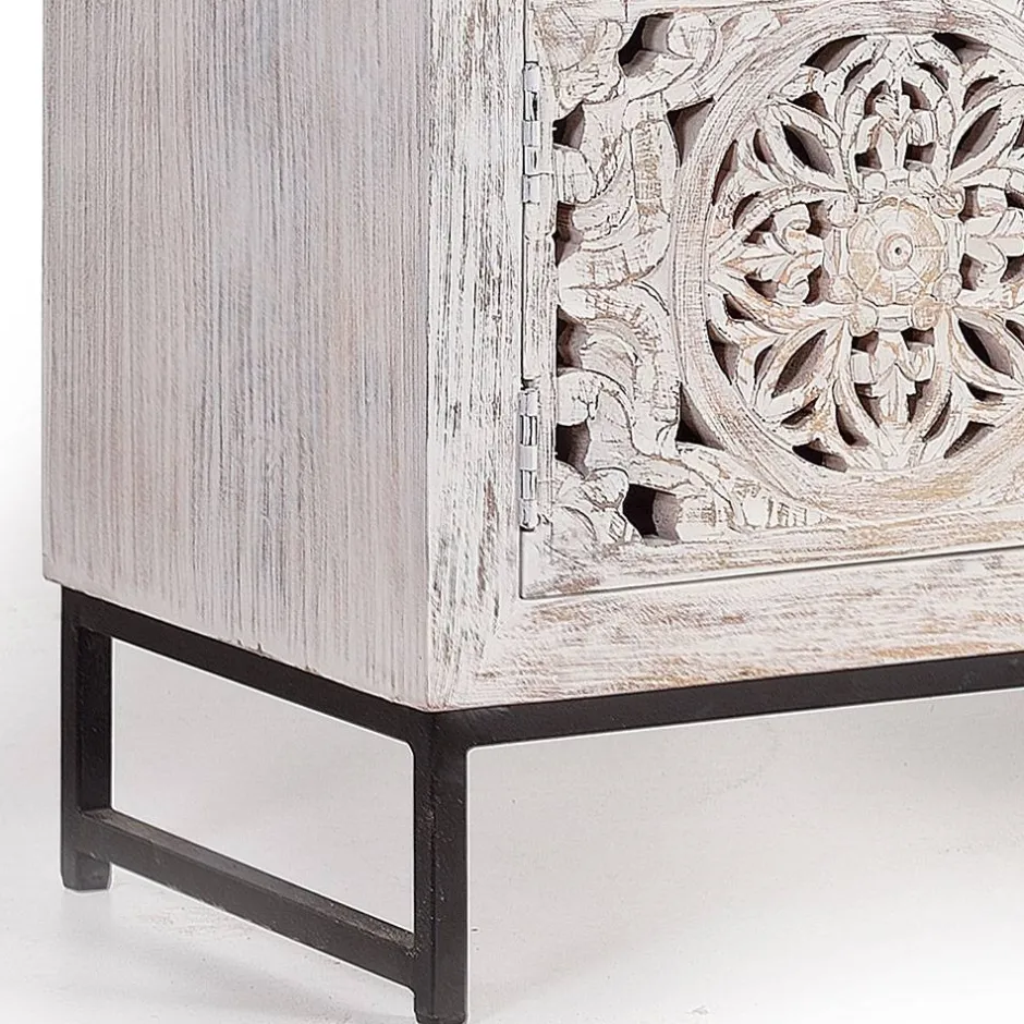 TV Lowboard in Mangoholz White Wash - Fudorus^Wohnen Discount