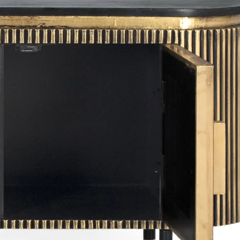TV Lowboard in Schwarz mit Bronze - Hayato^Wohnen Online