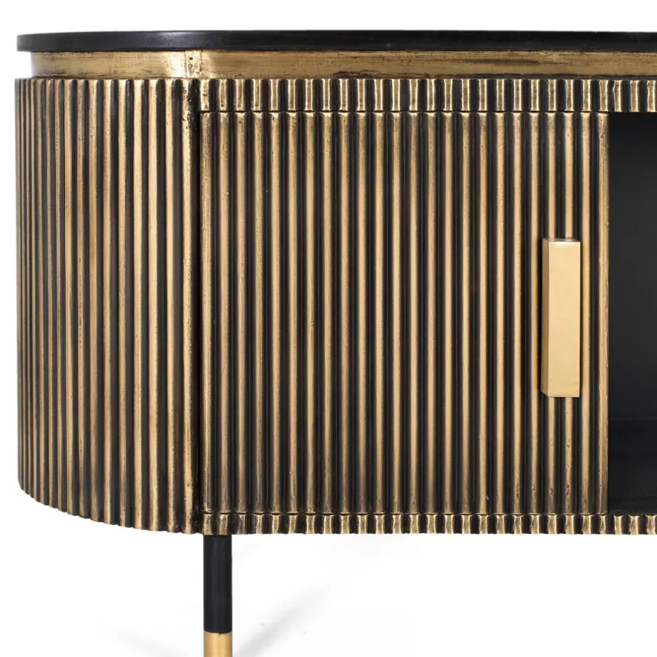 TV Lowboard in Schwarz mit Bronze - Hayato^Wohnen Online