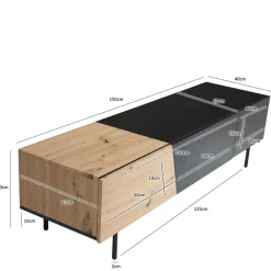 TV Lowboard in Wildeiche Optik & Schwarz - Camplona^Wohnen Clearance