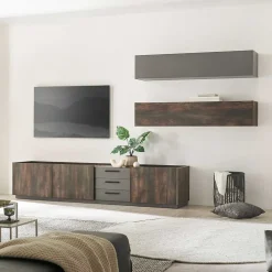 TV Lowboard und zwei Hängeschränke Set - Mundo (dreiteilig)^Wohnen New