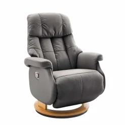 Wohnen TV Relaxsessel mit Leder Schlammfarben Emia mit Körperdruck verstellbar