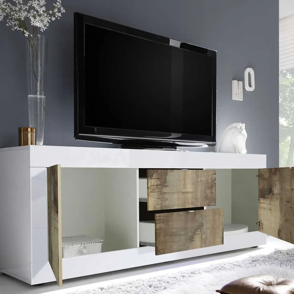 TV Schrank in Holz verwittert - Olvenion^Wohnen Clearance