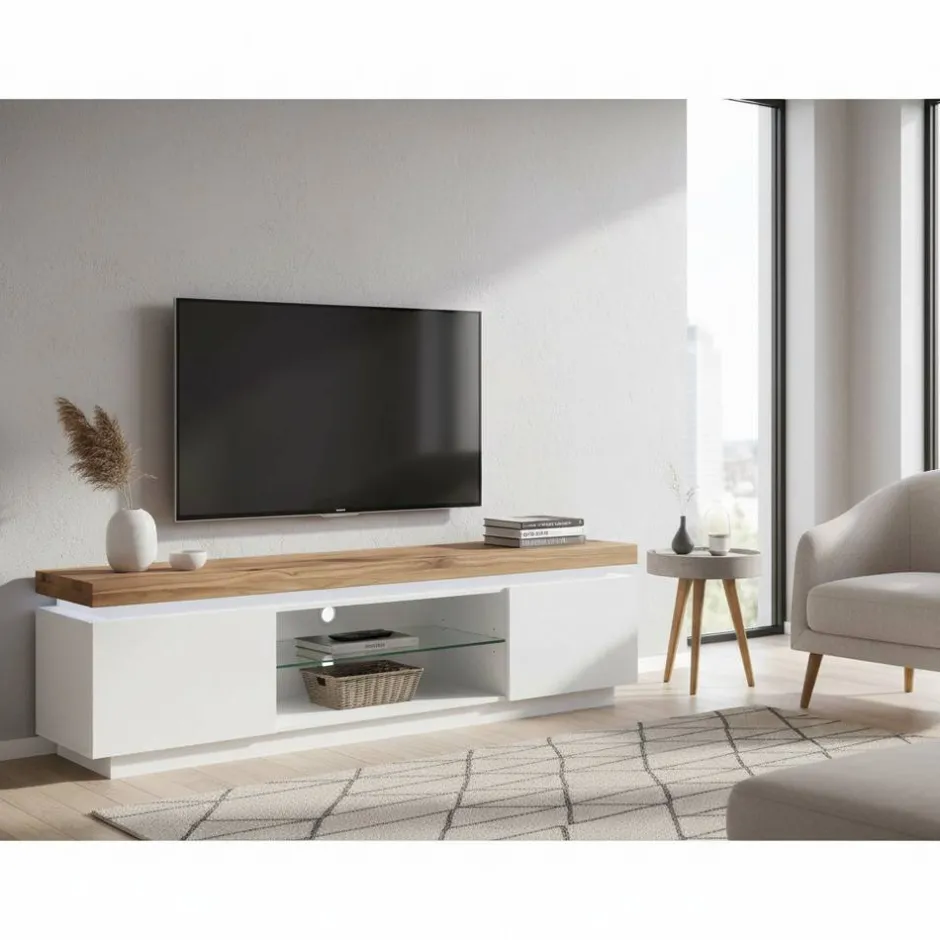 TV Tisch Stijn mit Wildeiche Massivholz^Wohnen