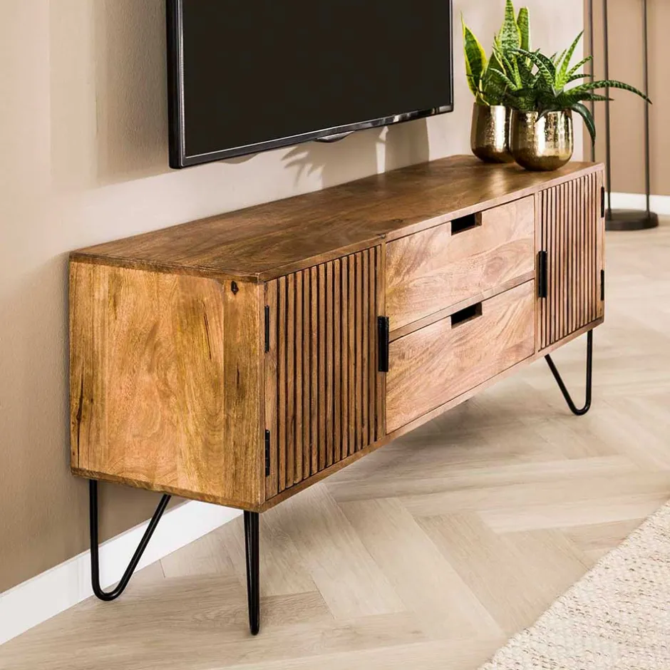 TV Unterschrank aus Mangoholz in Sandfarben - Baina^Wohnen Hot