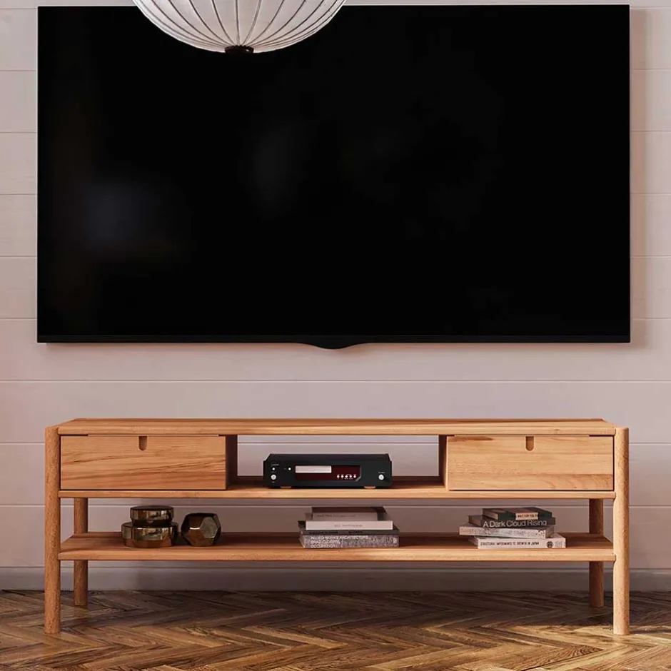 Wohnen TV Unterschrank aus Wildbuche Massivholz - Indrya