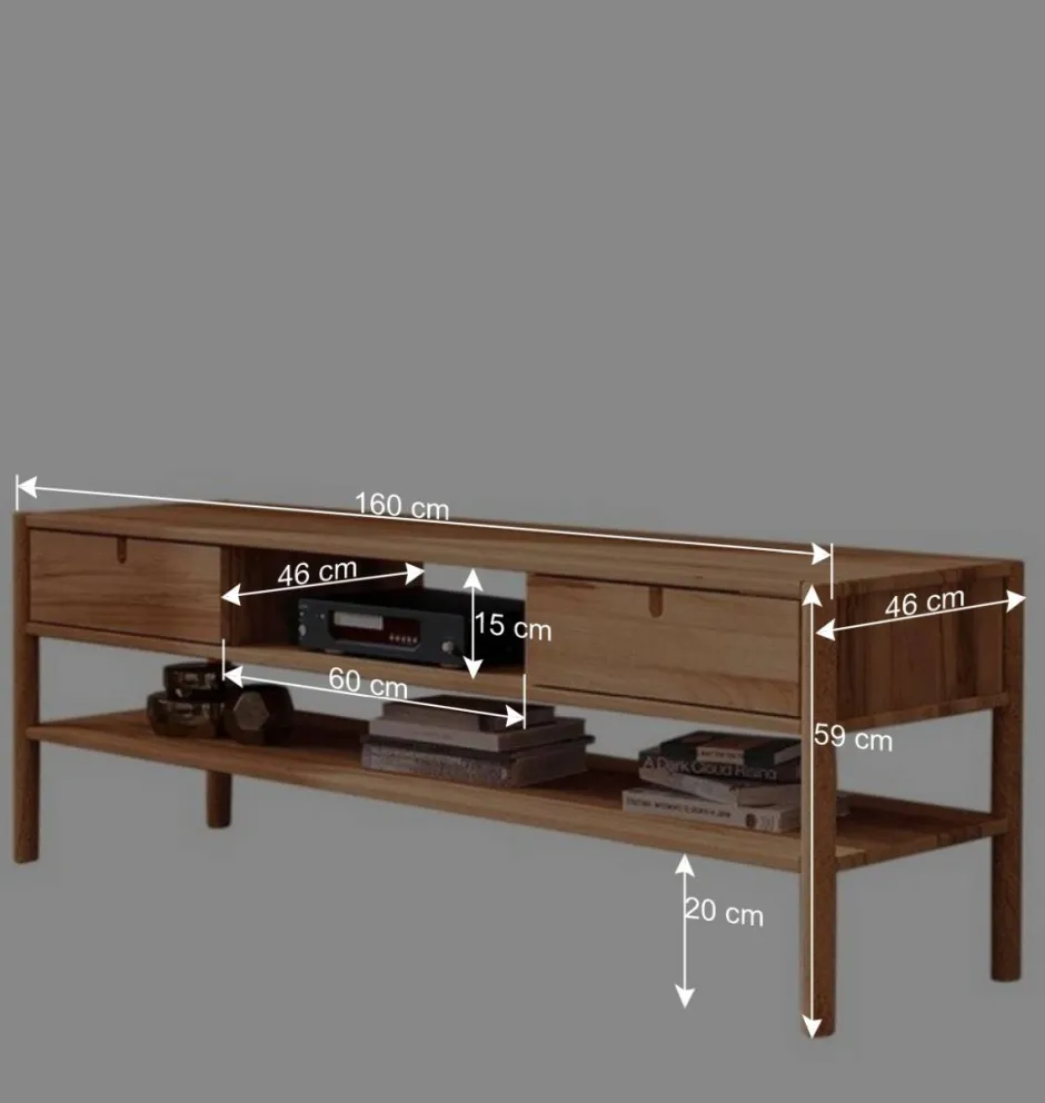 Wohnen TV Unterschrank aus Wildbuche Massivholz - Indrya