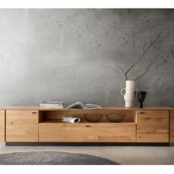 Wohnen TV Unterschrank aus Wildeiche mit Metallgriffen - Ilfred