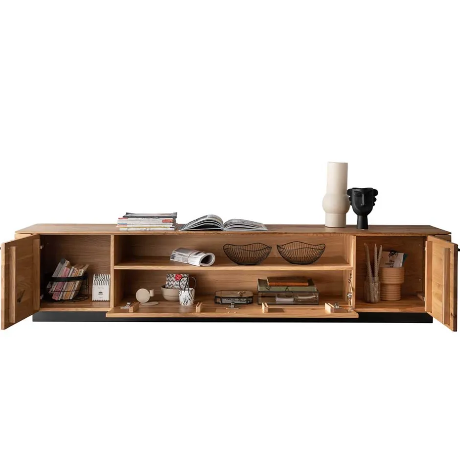 Wohnen TV Unterschrank aus Wildeiche mit Metallgriffen - Ilfred