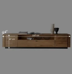 Wohnen TV Unterschrank aus Wildeiche mit Metallgriffen - Ilfred