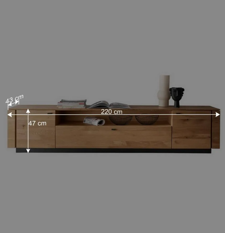 Wohnen TV Unterschrank aus Wildeiche mit Metallgriffen - Ilfred