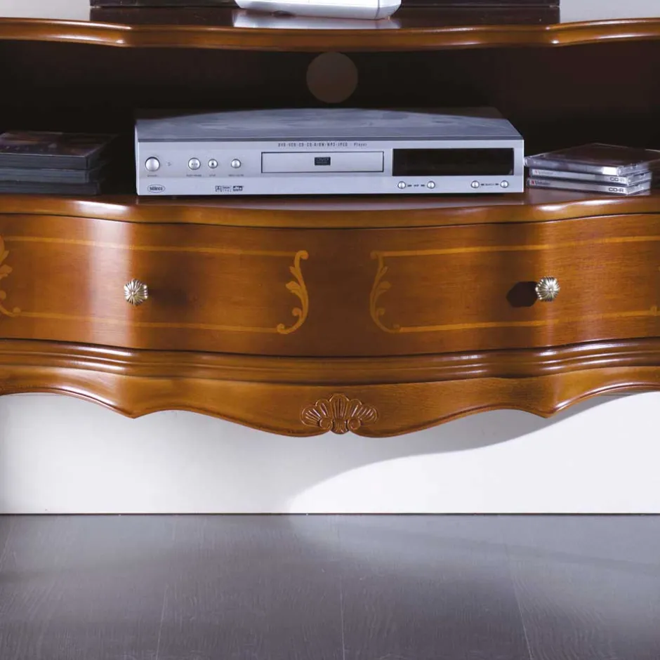 Wohnen TV Unterschrank im Barock Stil Dentro Nussbaumfarben