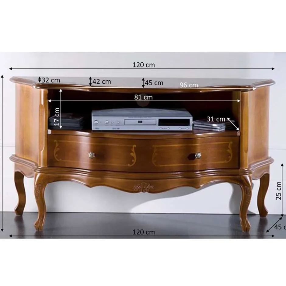 Wohnen TV Unterschrank im Barock Stil Dentro Nussbaumfarben