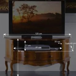 Wohnen TV Unterschrank im Barock Stil Dentro Nussbaumfarben