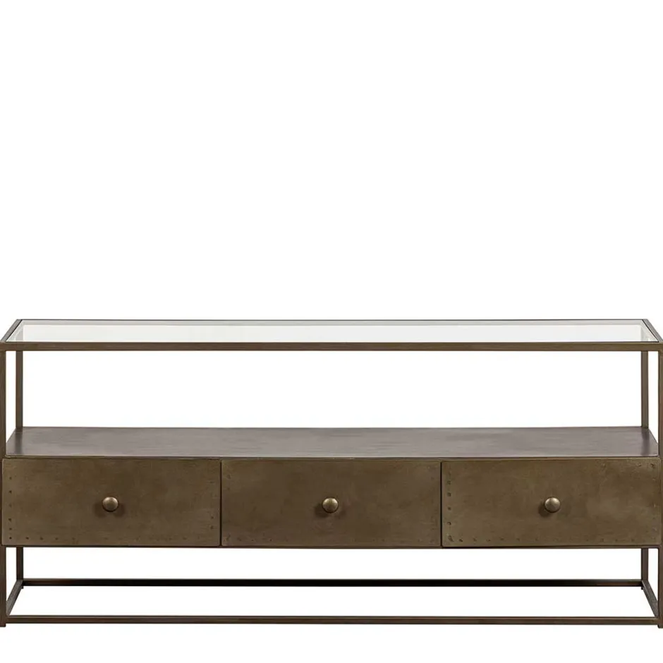 Wohnen TV Unterschrank in Altmessing Metall - Liviano