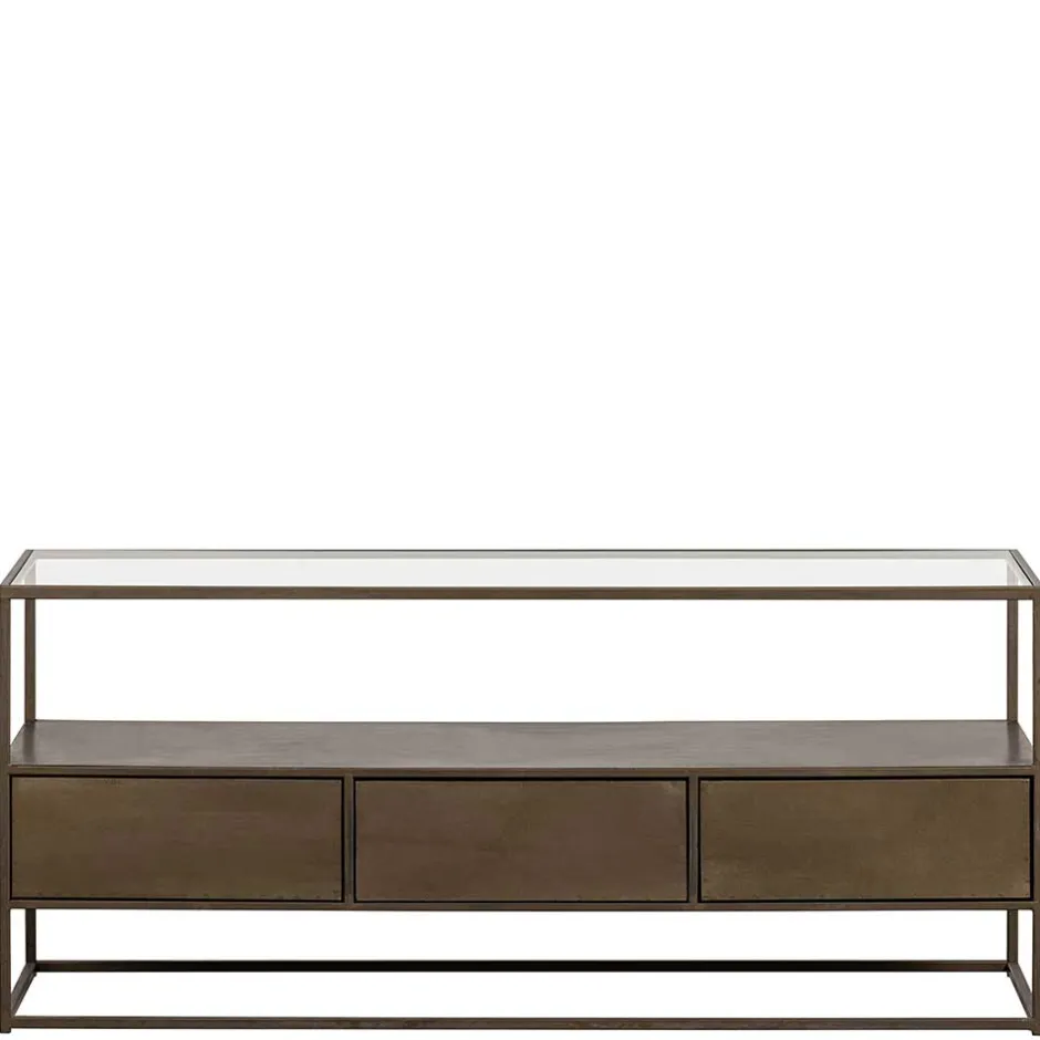 Wohnen TV Unterschrank in Altmessing Metall - Liviano