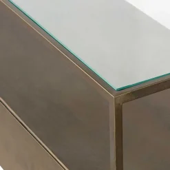 Wohnen TV Unterschrank in Altmessing Metall - Liviano