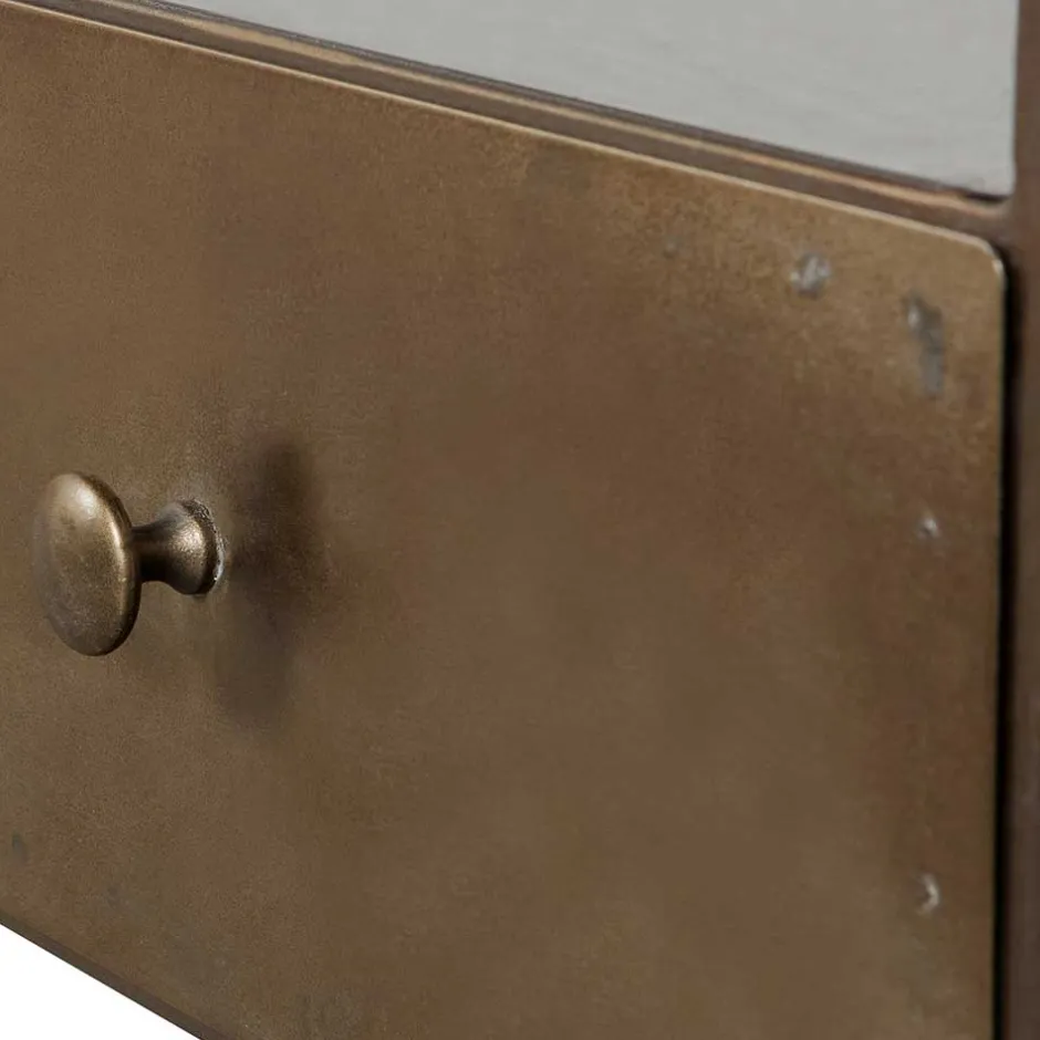 Wohnen TV Unterschrank in Altmessing Metall - Liviano