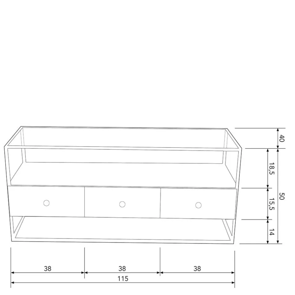 Wohnen TV Unterschrank in Altmessing Metall - Liviano