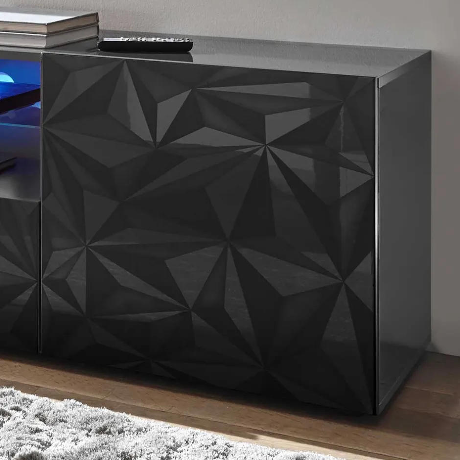 TV Unterschrank in Anthrazit Hochglanz - Kuriasna^Wohnen Outlet