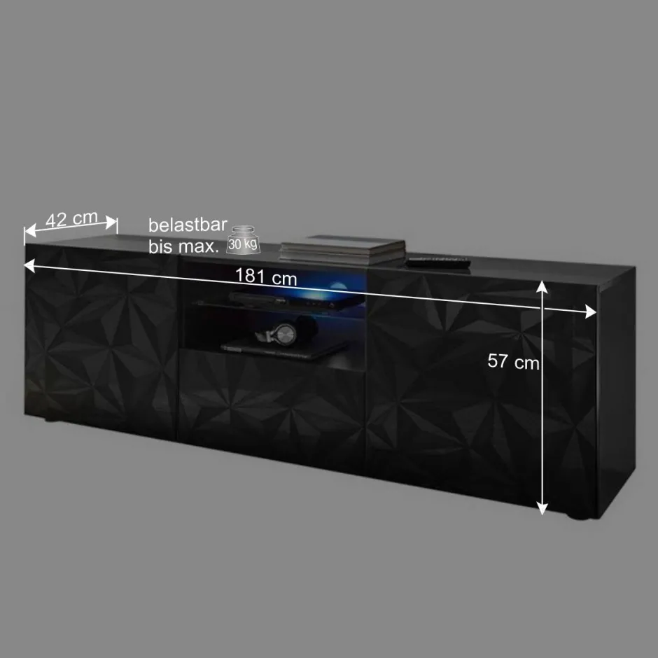 TV Unterschrank in Anthrazit Hochglanz - Kuriasna^Wohnen Outlet