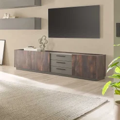 TV Unterschrank in Eiche Dunkel und Anthrazit - Mundo^Wohnen Hot