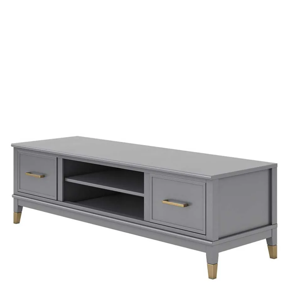 Wohnen TV Unterschrank in Grau und Gold - Tamila