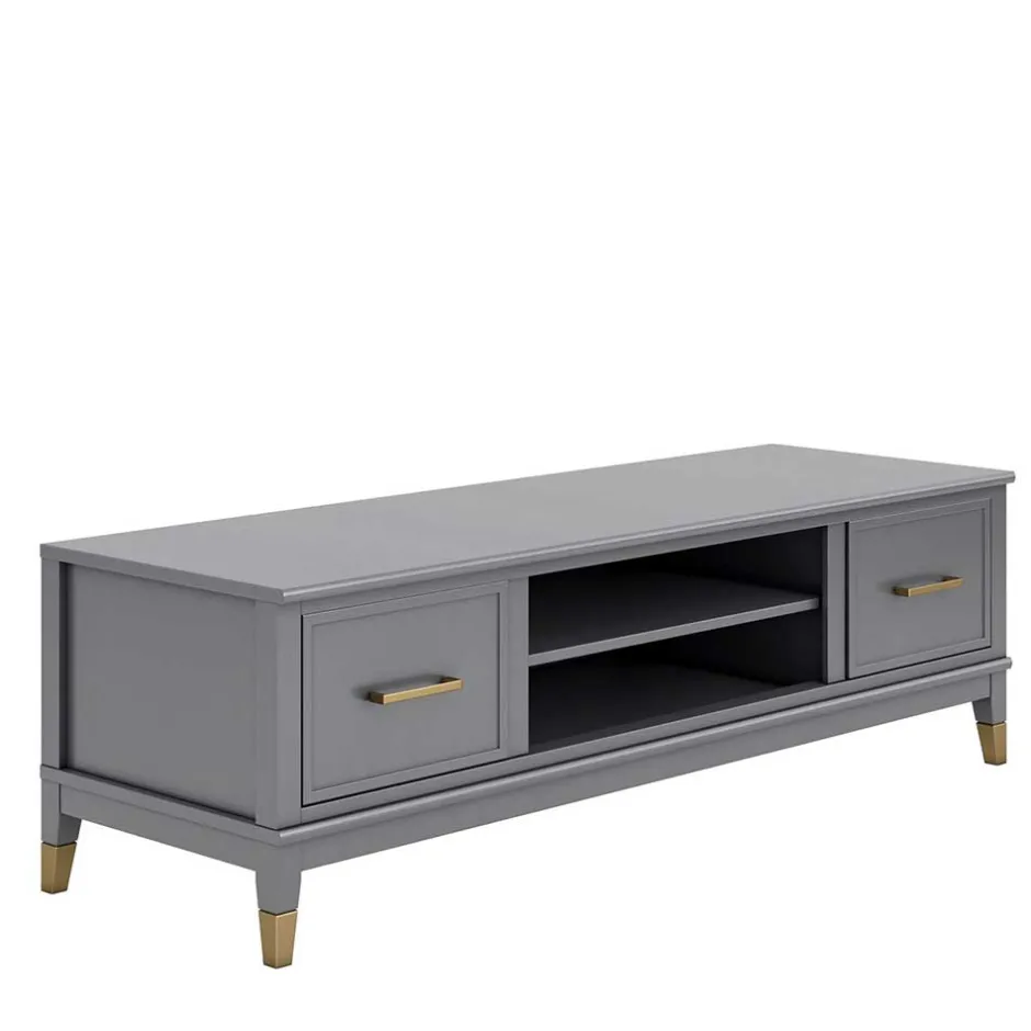 Wohnen TV Unterschrank in Grau und Gold - Tamila