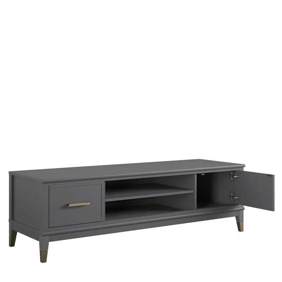 Wohnen TV Unterschrank in Grau und Gold - Tamila