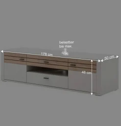 Wohnen TV Unterschrank in Lichtgrau mit Wildeiche - Ballina