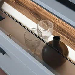 Wohnen TV Unterschrank in Lichtgrau mit Wildeiche - Apulco