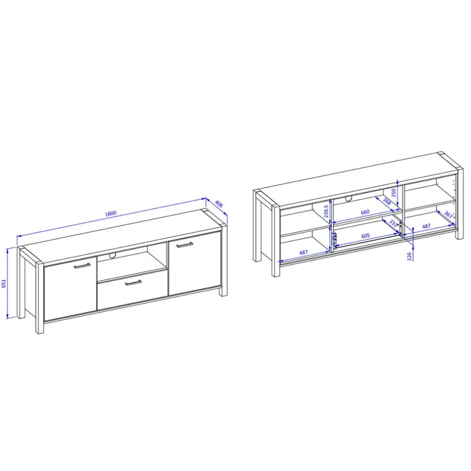 Wohnen TV Unterschrank mit 1,80 m Breite - Zavorra