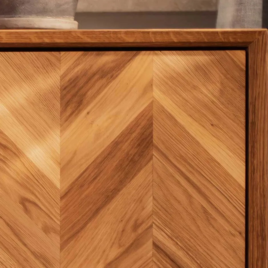 Wohnen TV Unterschrank mit Fischgrät Design Türen - Kerfa