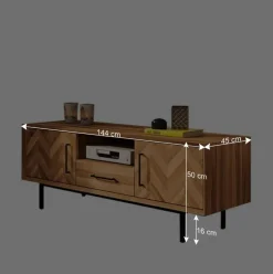 Wohnen TV Unterschrank mit Fischgrät Design Türen - Kerfa