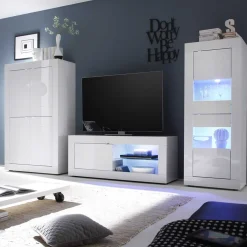 TV Wohnwand in Hochglanz Weiß - Sogno (dreiteilig)^Wohnen Sale
