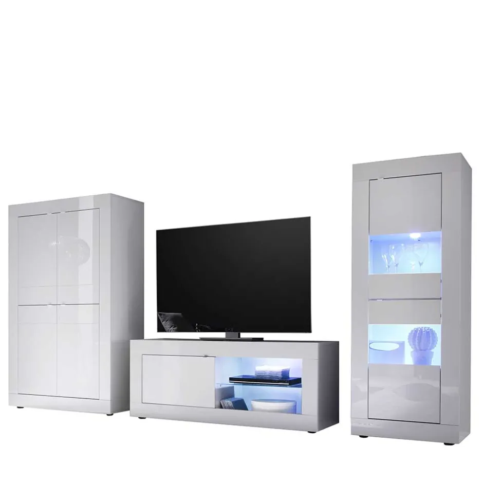 TV Wohnwand in Hochglanz Weiß - Sogno (dreiteilig)^Wohnen Sale