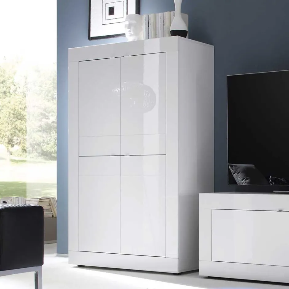 TV Wohnwand in Hochglanz Weiß - Sogno (dreiteilig)^Wohnen Sale