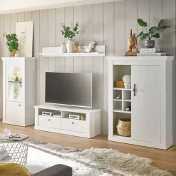 TV Wohnwand in weißer Holzoptik Pinie - Liancos (vierteilig)^Wohnen Clearance