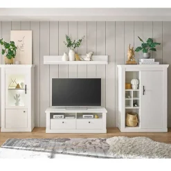 TV Wohnwand in weißer Holzoptik Pinie - Liancos (vierteilig)^Wohnen Clearance