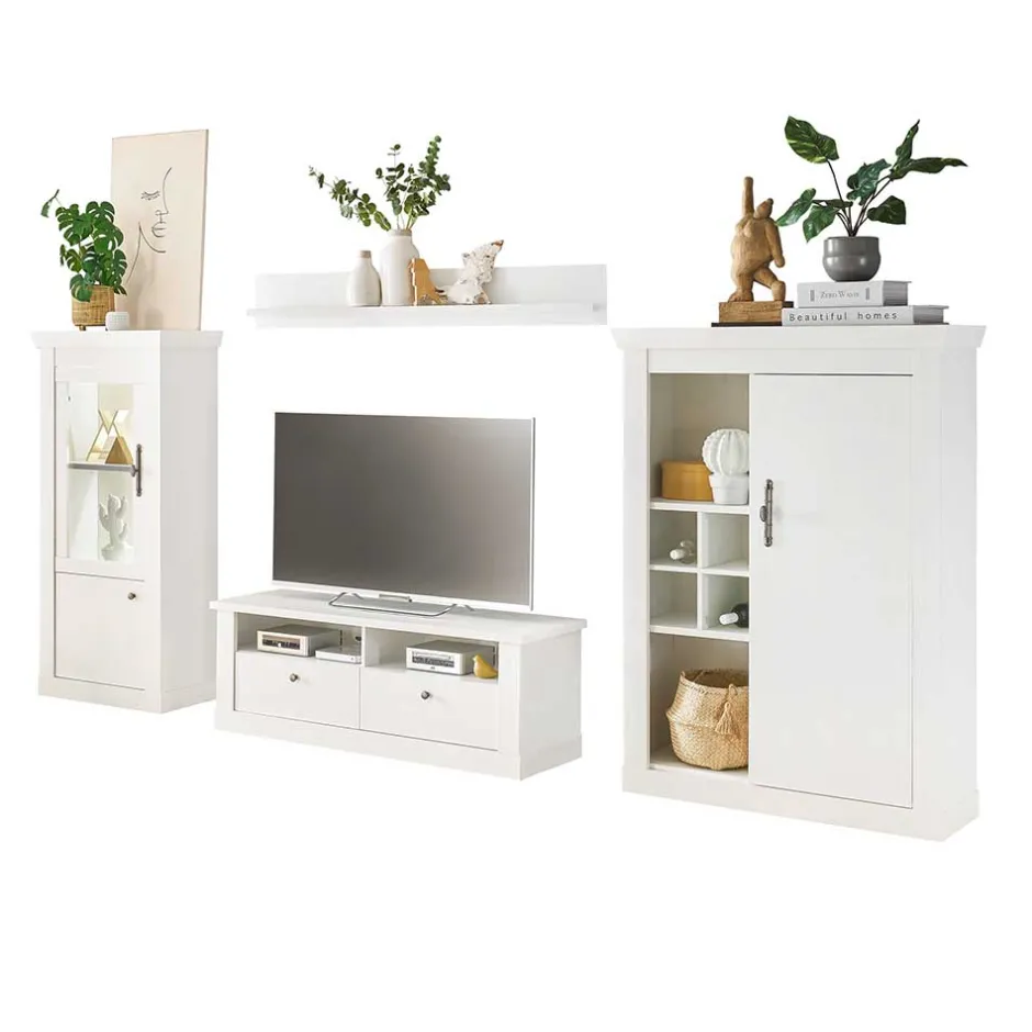 TV Wohnwand in weißer Holzoptik Pinie - Liancos (vierteilig)^Wohnen Clearance