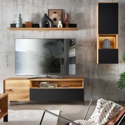 Wohnen TV Wohnwand Möbelset 194 cm breit - Viligrana (dreiteilig)