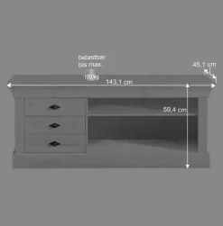 TV Wohnwand Satumare aus Kiefer teilmassiv (dreiteilig)^Wohnen New