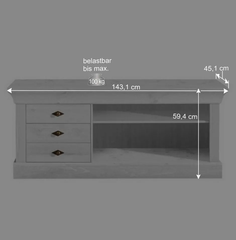 TV Wohnwand Satumare aus Kiefer teilmassiv (dreiteilig)^Wohnen New