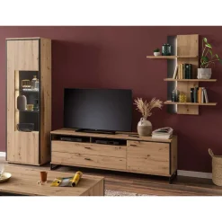 TV Wohnwand Set in Dekor Eiche - Nikdus (dreiteilig)^Wohnen Outlet