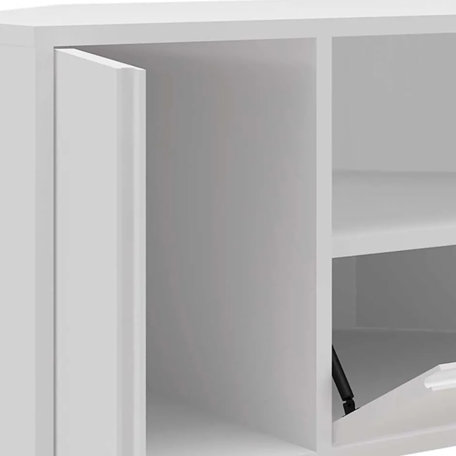 Wohnen TV-Board für die Ecke in Weiß & Gold - Patinca