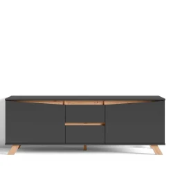 Wohnen TV-Lowboard in Anthrazit mit Wildeiche - Operatiu